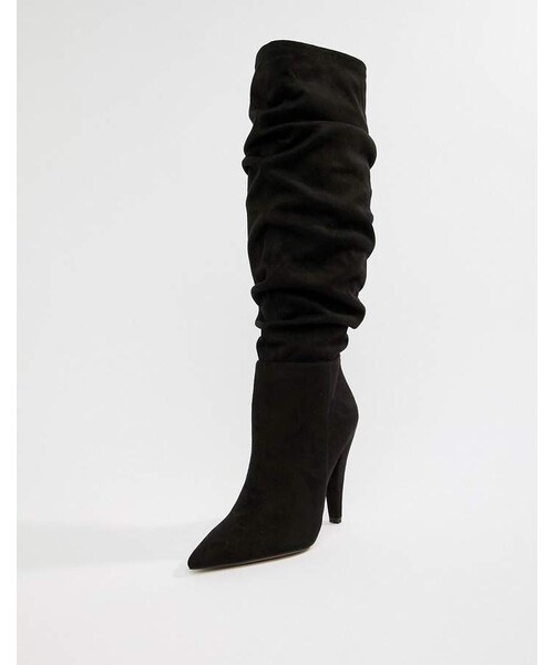 asos（エイソス）の「Asos Design ASOS DESIGN Callie ruched knee high boots（ブーツ・レディース・Black・Us 9）」の2枚目の写真