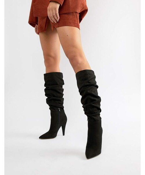 asos（エイソス）の「Asos Design ASOS DESIGN Callie ruched knee high boots（ブーツ・レディース・Black・Us 9）」の4枚目の写真