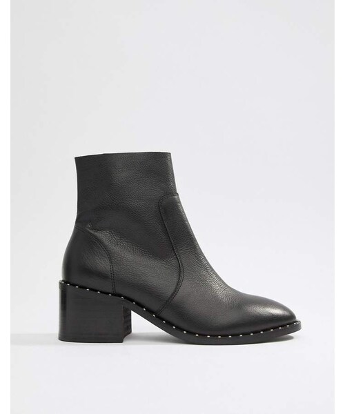 asos（エイソス）の「Asos Design ASOS DESIGN Realm leather mid ankle boots（ブーツ・レディース・Black・Us 4）」の2枚目の写真