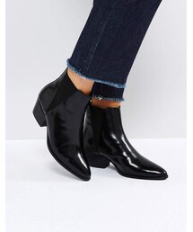 Asos Design ASOS RHIANNON Leather Western Ankle Boots