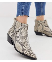 Asos Design ASOS DESIGN Wide Fit Adelaide leather western chelsea boots in snake