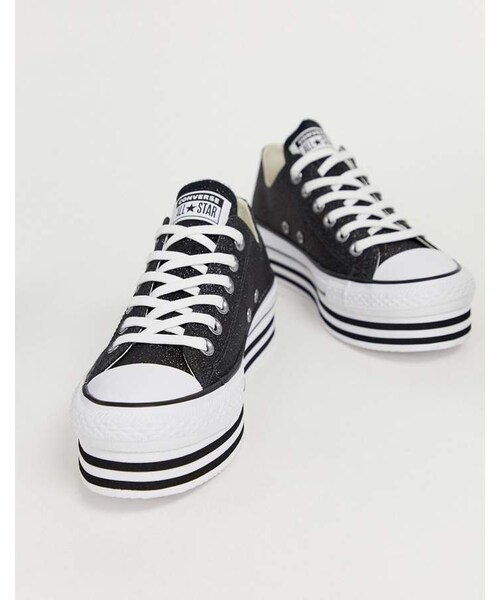 CONVERSE(コンバース)の「Converse chuck taylor all star lo black glitter platform sneakers(その他シューズ・レディース・Black・Us 5/Us 5.5/Us 6/Us 8/Us 8.5/Us 9/Us 9.5/Us 10/Us 11)」の4枚目の写真