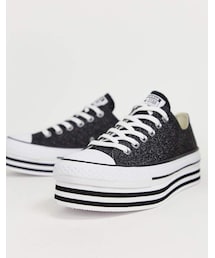 CONVERSE | Converse chuck taylor all star lo black glitter platform sneakers(その他シューズ)