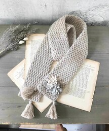 m.soeur（エムスール）の「【限定】手編みのニットショール ＊Gray