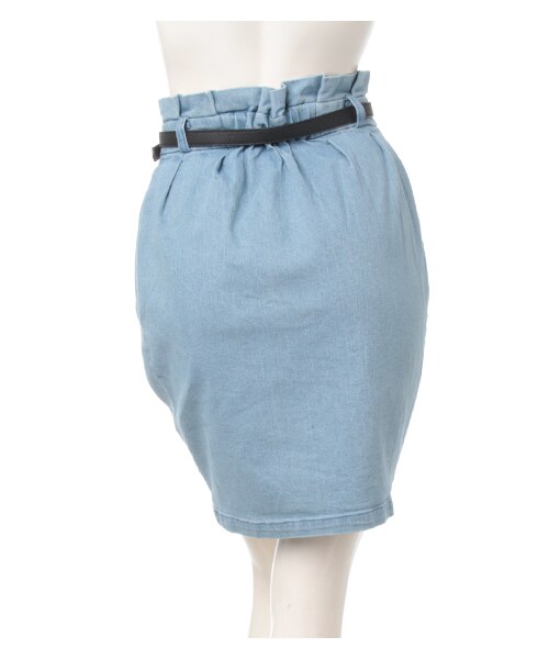 INGNI(イング)の「L51ベルト付タックコクーン/スカート(スカート・レディース・オフホワイト/ケミカル/デニム/ブルー/デニム/ブリーチ・M)」の2枚目の写真