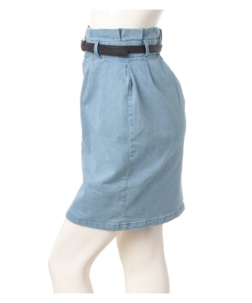 INGNI(イング)の「L51ベルト付タックコクーン/スカート(スカート・レディース・オフホワイト/ケミカル/デニム/ブルー/デニム/ブリーチ・M)」の1枚目の写真
