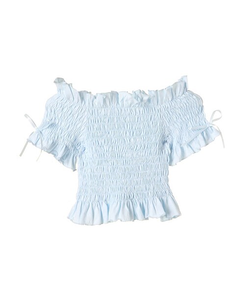 ricori(リコリ)の「Shirring Tops(トップス・レディース・WHITE/PINK/BLUE・FREE)」の3枚目の写真