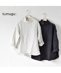 tumugu | tumugu: リネンレーヨンキャンバスブラウス(シャツ/ブラウス)