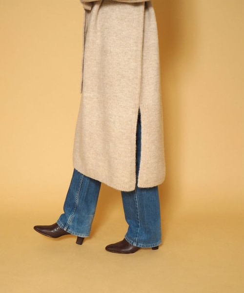 Crisp（クリスプ）の「ミックスニットフーディーワンピース（ワンピース・レディース・ブラウン/アイボリー・FREE）」の3枚目の写真