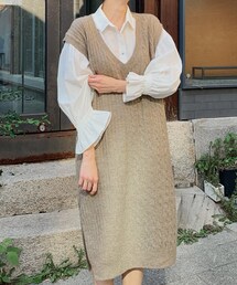 DHOLIC | ケーブルニットベストワンピース(ワンピース)