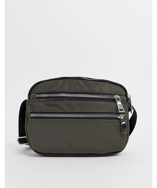 New Look（ニュールック）の「New Look nylon cross body bag in khaki（ショルダーバッグ）」 WEAR