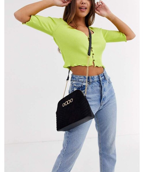 New Look（ニュールック）の「New Look quilted cross body bag in black（ショルダーバッグ