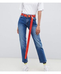 Monki Monokomi cropped straight leg jeans with organic cotton in mid blue