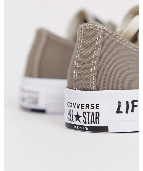 CONVERSE（コンバース）の「Converse Gray Chuck Taylor Ox All Star Renew Recycled Sneakers（スニーカー・レディース・Gray・Us 11）」の3枚目の写真