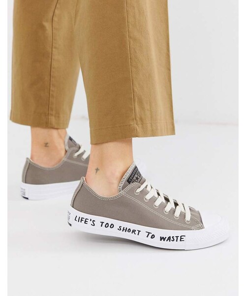 CONVERSE（コンバース）の「Converse Gray Chuck Taylor Ox All Star Renew Recycled Sneakers（スニーカー・レディース・Gray・Us 11）」の2枚目の写真