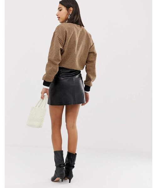 Stradivarius（ストラディバリウス）の「Stradivarius croc mini skirt in black（スカート）」 WEAR