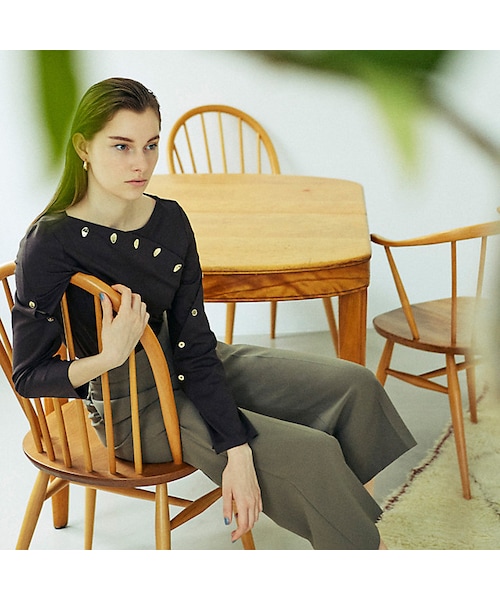 CAST:（キャストコロン）の「【Oggi10月号掲載】フレア ストレッチパンツ（パンツ・レディース・ネイビー/ワイン/カーキ3・S/M/L）」の3枚目の写真