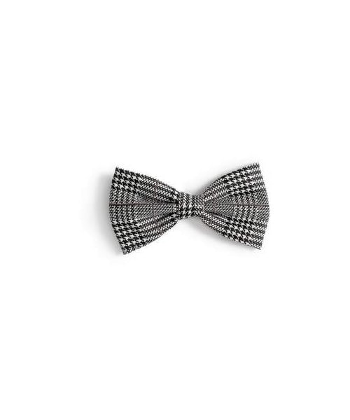 Mens Black /& Silver Check Bow Tie