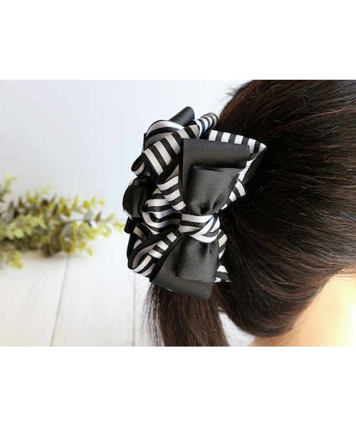 Handmade（ハンドメイド）の「<9cクリップ>ボーダーリボンの大人可愛い
