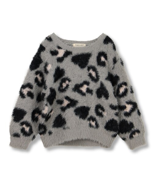 RADCHAP(ラッドチャップ)の「レオパード柄ニット(ニット/セーター・キッズ・ブラウン/グレー・S~XL)」の2枚目の写真