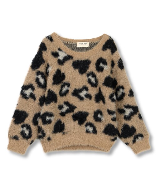 RADCHAP(ラッドチャップ)の「レオパード柄ニット(ニット/セーター・キッズ・ブラウン/グレー・S~XL)」の1枚目の写真