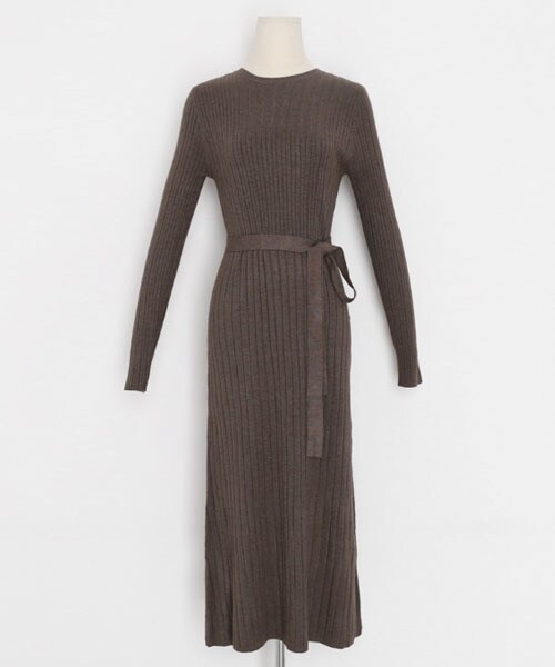 DHOLIC（ディーホリック）の「ストラップ付リブニットワンピース（ワンピース・レディース・グレー/ブラウン/ブラック・FREE）」の3枚目の写真