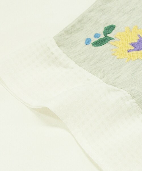 Hamble by Par Avion（ハンブルバイパラビオン）の「刺しゅうフリルTee（その他・レディース・アッシュ/サックス/オフホワイト・ワンサイズ）」の6枚目の写真