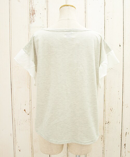 Hamble by Par Avion（ハンブルバイパラビオン）の「刺しゅうフリルTee（その他・レディース・アッシュ/サックス/オフホワイト・ワンサイズ）」の5枚目の写真
