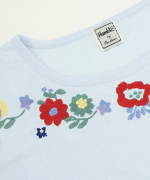 Hamble by Par Avion（ハンブルバイパラビオン）の「刺しゅうフリルTee（その他・レディース・アッシュ/サックス/オフホワイト・ワンサイズ）」の9枚目の写真