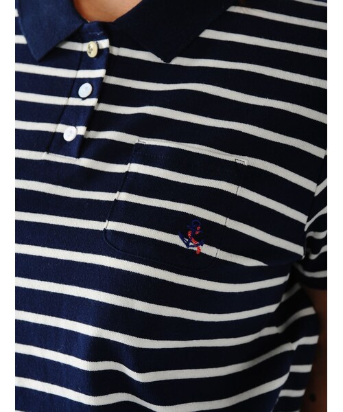 Rinajour(リナジュール)の「Rinajour (リナジュール) ボーダーポロシャツ(トップス・レディース・NAVY/OTHER/BLUE・F)」の6枚目の写真