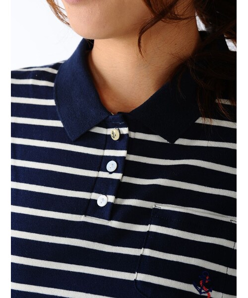 Rinajour(リナジュール)の「Rinajour (リナジュール) ボーダーポロシャツ(トップス・レディース・NAVY/OTHER/BLUE・F)」の5枚目の写真