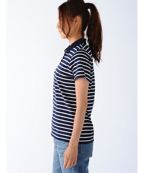 Rinajour(リナジュール)の「Rinajour (リナジュール) ボーダーポロシャツ(トップス・レディース・NAVY/OTHER/BLUE・F)」の3枚目の写真