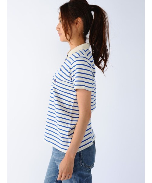Rinajour(リナジュール)の「Rinajour (リナジュール) ボーダーポロシャツ(トップス・レディース・NAVY/OTHER/BLUE・F)」の11枚目の写真