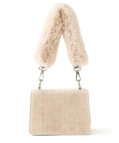 GRL（グレイル）の「クロコダイル柄ファーハンドル2Wayバッグ（ショルダーバッグ・レディース・ブラウン/ベージュ/グリーン/ボルドー・F）」の2枚目の写真