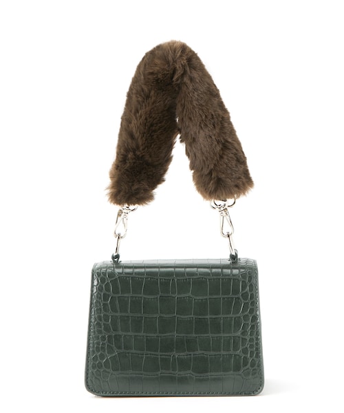 GRL（グレイル）の「クロコダイル柄ファーハンドル2Wayバッグ（ショルダーバッグ・レディース・ブラウン/ベージュ/グリーン/ボルドー・F）」の3枚目の写真