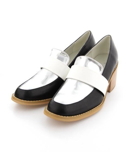 JEANASIS(ジーナシス)の「ブロックカラーヒールシューズ(シューズ・レディース・ホワイト系/ブラック系・M(23.5)/L(24.5))」の3枚目の写真
