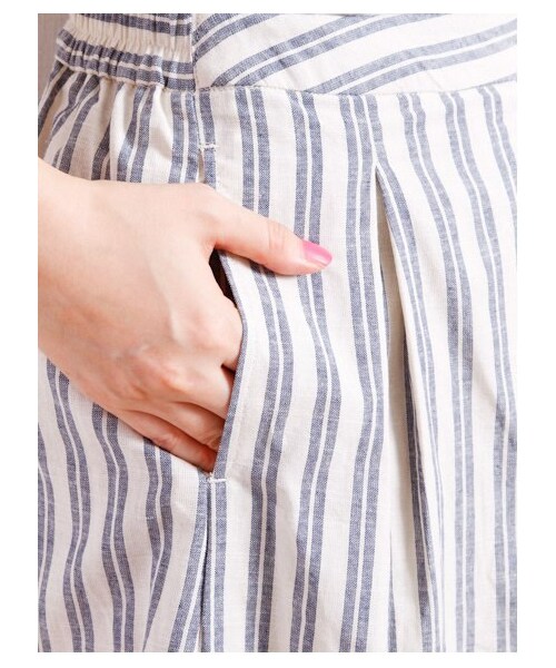 Green Parks fuuwa（グリーンパークスフーワ）の「・マルチストライプミディスカート（スカート・レディース・グレー/ブルー/ネイビー・F）」の8枚目の写真