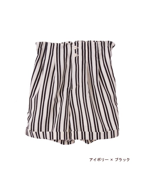 w closet(ダブルクローゼット)の「ストライプショートパンツ(パンツ・レディース・アイボリー×ブラック/ネイビー×アイボリー・FREE)」の2枚目の写真