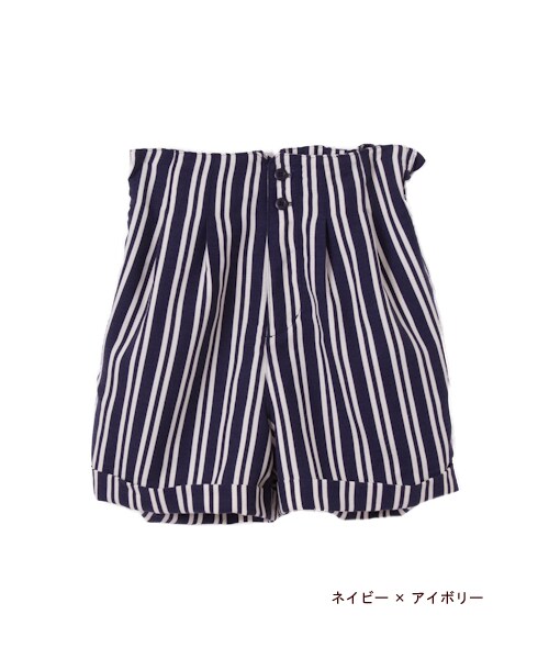 w closet(ダブルクローゼット)の「ストライプショートパンツ(パンツ・レディース・アイボリー×ブラック/ネイビー×アイボリー・FREE)」の3枚目の写真