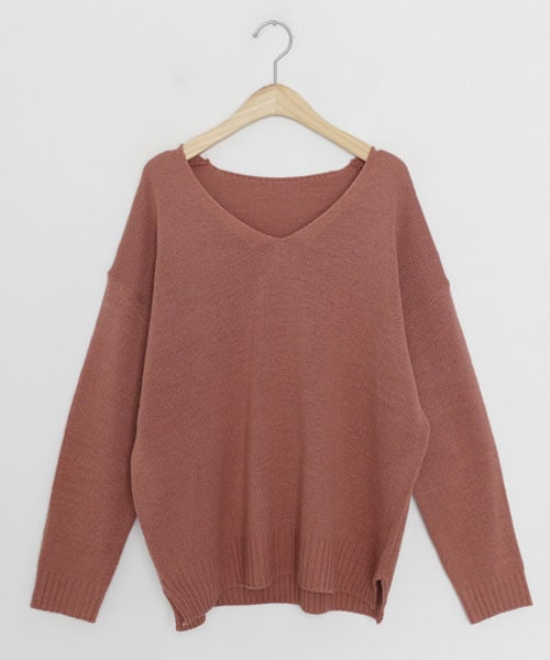 DHOLIC（ディーホリック）の「ルーズVネックニット（ニット/セーター・レディース・ホワイト/グリーン/ピンク/ブラック/ベージュ・FREE）」の5枚目の写真