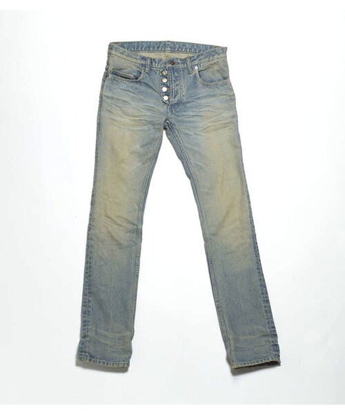 QL MansionMaker(キューエル マンションメーカー)の「EXCLUSIVE DAMAGED SLIM STRAIGHT DENIM(デニムパンツ・メンズ・インディゴ・44/46)」の2枚目の写真