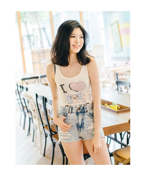 lazybone(レイジーボーン)の「I love selfie Vest *6/18到貨*(トップス・レディース・牙白色・S/M/L)」の4枚目の写真