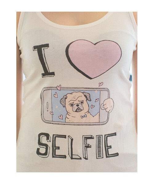 lazybone(レイジーボーン)の「I love selfie Vest *6/18到貨*(トップス・レディース・牙白色・S/M/L)」の6枚目の写真