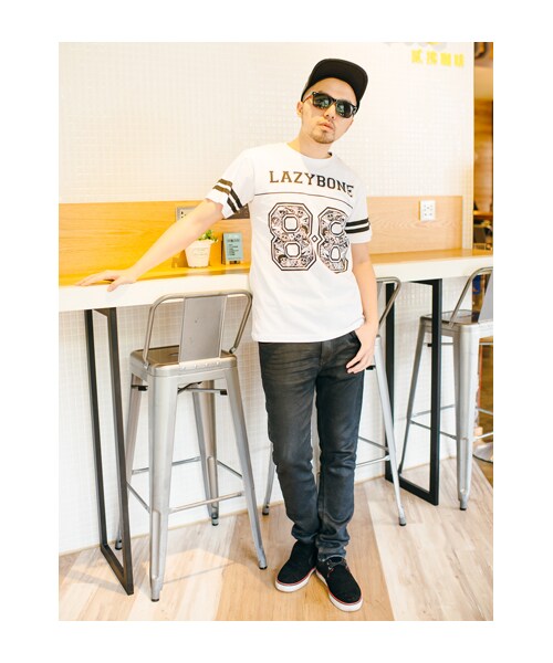 lazybone（レイジーボーン）の「LB Sporty Tee (men)（トップス・メンズ・白色/黑色・S/M/L/XL）」の5枚目の写真