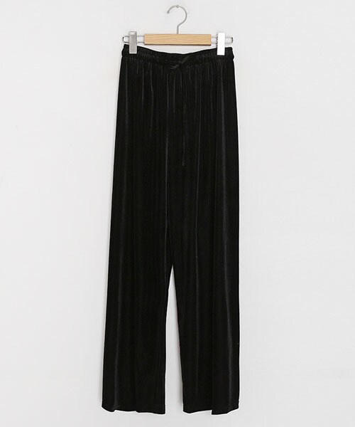 DHOLIC(ディーホリック)の「ドロストベロアプリーツパンツ(その他パンツ・レディース・ベージュ/ブラック/ブルー・FREE)」の2枚目の写真