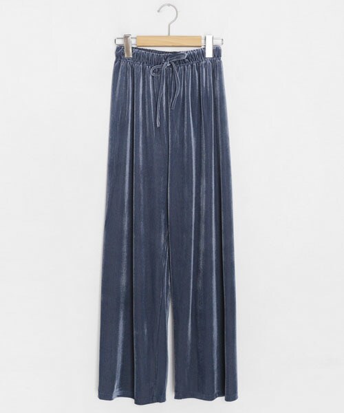 DHOLIC(ディーホリック)の「ドロストベロアプリーツパンツ(その他パンツ・レディース・ベージュ/ブラック/ブルー・FREE)」の3枚目の写真