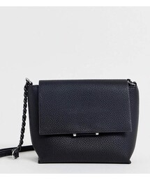 Bershka | Bershka foldover cross body with hardware in black(ショルダーバッグ)