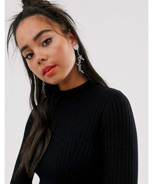Bershka（ベルシュカ）の「Bershka basic ribbed crew neck sweater in black（ニット/セーター・レディース・Black・XS）」の2枚目の写真