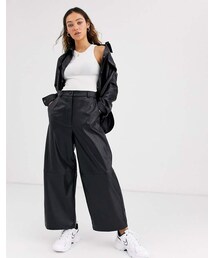 WEEKDAY | Weekday regina PU wide leg pants in black(その他パンツ)