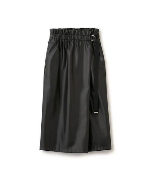 NINE(ナイン)の「NINE フェイクレザーラップスカート(スカート・レディース・ブラック・0)」の1枚目の写真